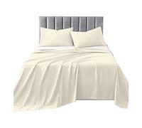 R&Z Plain Luxuary Polycotton Flat Sheets Single, Double, King, S King (Cream, S King)