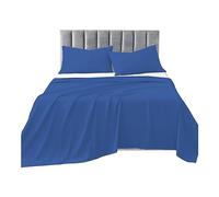 R&Z Plain Luxuary Polycotton Flat Sheets Single, Double, King, S King (Mid Blue, S King)