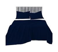 R&Z Plain Luxuary Polycotton Flat Sheets Single, Double, King, S King (Navy Blue, Single)