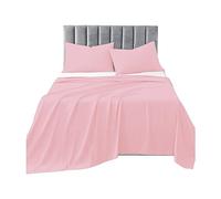 R&Z Plain Luxuary Polycotton Flat Sheets Single, Double, King, S King (Pink, King)