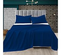 R&Z Plain Luxuary Polycotton Flat Sheets Single, Double, King, S King (Royal Blue, Single)