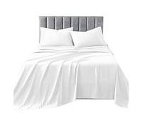 R&Z Plain Luxuary Polycotton Flat Sheets Single, Double, King, S King (White, Double)