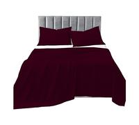 R&Z Plain Luxuary Polycotton Flat Sheets Single, Double, King, S King (Wine/Burgandy, Double)