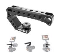 R005 Camera Top Handle Camera Top Cheese Handle Grip Universal Video Stabilizing Rig W 3 Cold Shoe Adapters to Mount Microphone, LED Light, Monitor, Easy Low Angle Shoots Metal