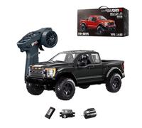 R12-01Q RC Truck, 1:12 Scale F150 Off-Road Pickup Car, 2.4G Long Range Control, 4WD High-Torque High Speed, Independent Suspension, Multi-Function Lighting, Type-C Charging (Black/1 Battery)