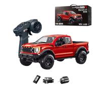 R12-01Q RC Truck, 1:12 Scale F150 Off-Road Pickup Car, 2.4G Long Range Control, 4WD High-Torque High Speed, Independent Suspension, Multi-Function Lighting, Type-C Charging (Red/1 Battery)