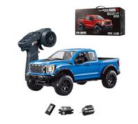 R12-01Q RC Truck, 1:12 Scale F150 Off-Road Pickup Car, 2.4G Long Range Control, 4WD High-Torque High Speed, Independent Suspension, Multi-Function Lighting, Type-C Charging (Blue/1 Battery)