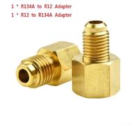 R12 and For R134a Adapter Kit, 2PCS Set, Strong Brass Material, 1/4 Female and 1/2 Male Connections for Auto Use