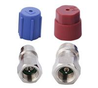 R12 to R134A Conversion Kit | R12 to R134A Adapter, R12 to R134A Conversion Kit | 90° A/C Quick Connection, Up and Down Side R-12 to R-134A with 2 PC Metal and PC Caps by Alt