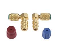 R12 to R134A High/Low AC Fitting Port Retrofit Conversion Adapter, Quick Coupler Valve A/C 90° Fitting, High and Low Side R-12 to R-134A Retrofit with 2PC Caps