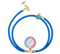 R1234YF Refrigerant Charge Hose Kit with R1234YF Self-Sealing Can Opener, R1234YF Low Side Quick Coupler, with 1/2’’ LH Can Tap Opener Low Pressure Gauge and 59'' Recharge Hose