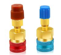 R1234yf to R134a Adapter, Quick Couplers Kit R1234yf Refrigerant Recharge Kit, High/Low Side R134a to R1234yf Adapters for R1234yf/R134a Car Ac Refrigerant System Evacuation Recharging (Red and Blue)
