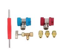R134A Adapter Kit, Car Air Conditioning Installation Kit with Tank Tap Quick Coupler Double Head Valve Remover and Brass Connectors for All Vehicle AC Systems