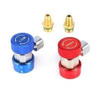 R134A Adapter, Quick Coupler Connector Fittings Adjustable High-Low Connector AC Manifold Gauge Hose Conversion kit with 1/4" SAE HVAC