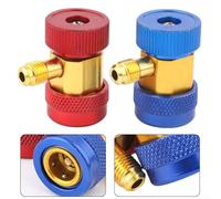 R134A Adjustable AC Quick Coupler Adapter Fittings, 2-Pack Aluminum H/L Service Port Connectors for Automotive Air Conditioning Repair and Maintenance