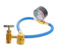 R134a Charging Hose Kit, Refrigerant Charge Hose R134A Car AC Recharge with Gauge Conditioning Refrigerant Recharge Measuring Gauge Kit, Blue Aluminium & Brass