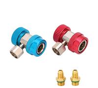 R134a Quick Coupler Adapters, Professional AC Manifold Hose Conversion Kit, Adjustable Air Conditioning Tool with 1/4in to 1/2in Thread Connectors, High and Low Pressure Adapters f