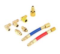 R134A R12 Car Air Conditioning Refrigeration Adapter Connector Kit for Automotive Repair - 8-Piece Flexible Hose Set