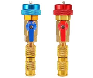 R134A Valve Quick Remover Installer Tool High Low Pressure Side Repair Tools for Car Conditioning System with Cool Gas Quick Joint and Inclosed Coupler Set of 2