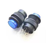 R16-503 Button Switch Power Reposition Self-locking Round Blue 4 Pin 2 16mm 250V 3A 1/5/10Pcs(Blue LED 4P NO Lock,10PCS)