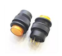 R16-503 Button Switch Power Reposition Self-locking Round Yellow 4 Pin 2 16MM 250V 3A 1/5/10Pcs(Yellow LED 4P Lock,5PCS)