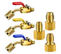 r22 gauges with ball valve|6 Pieces Air Conditioning Refrigerant Angled Compact Ball Valve 1/4 Inch for R410A R134A R12 R22 AC HVAC Refrigerant Tank Adapter 6014 Vacuum Pump Adapter
