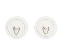 R22 Twin Pack Universal Basin Sink Plugs - White Rubber with Metal Ring - 70mm Diameter - Fits Most Basins & Baths - Easy Pull Design - Pack of 2