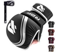 R2F MMA Gloves Grappling Training Sparring Fighting, Martial Arts Open Palm Mitts Men Women, Adjustable Wrist Support Vegan Leather, UFC Cage Fighting Combat Sports Boxing, Muay Thai