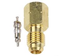 R32 Adapter Left-Handed 1/4 SAE Female to 1/4 Male Thread Brass Fitting with Knurled Grip Compatible with R454B R454ABC Mini Split for HVAC Vacuum