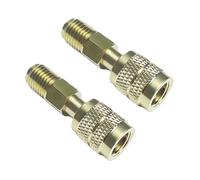 R32 R454B Refrigerant Brass Adapter, 1/4" Female to Male Reverse Thread, Low-Loss Quick Connect with Knurled Handle, A2L Compatible for R454B/R32 Tanks and Mini-Split HVAC Systems