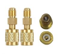 R32 R454B Refrigerant Brass Adapter, 2pcs Heavy Duty HVAC Quick Connect, 1/4" Female to 1/4" Male Reverse Thread Fitting
