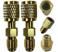 R32 R454B Refrigerant Brass Adapter,Brass 1/4" Female to 1/4" Male Reverse Thread,Thread Adapter For Refrigerant Tank,Vacuum Pump Adapters Compatible with (2PCS)