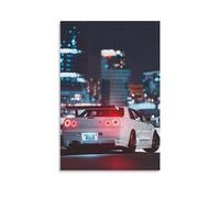 R35 R34 JDM Car Japan White Poster Canvas Wall Art Posters & Prints Hanging Painting for Bedroom Classroom Dorm Living Room Aesthetic Decor Mural Framed Unframed 12x18inch(30x45cm)