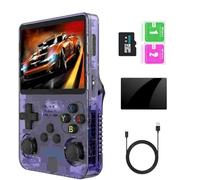 R36 HD Retro Handheld Game Console with 64GB Built-in 20,000+ Classic Video Games -Portable Gaming Console - Linux System IPS 3.5" Screen - Rechargeable Battery - for Kids and Adults (Purple 128gb)