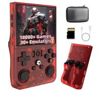 R36 Pro Retro Handheld Gaming Console 18000+ Games 30+ Emulators Retro Gaming Console,3.5-Inch IPS Screen,Open Source Linux System Portable Video Game Consoles,4000mAh (Transparent Red 64G)