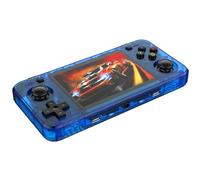 R36H retro handheld console, portable game console with 3.5-inch IPS display and 3000mAh battery, equipped with Linux system, built-in classic gaming dual 3D joystick with 128GB storage space - blue