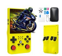 R36MAX-2025 New Retro Handheld Game Console with 128GB, 4.0 Inch IPS Screen, Open Source Linux System, Portable Video Gaming Console Built-in 21000+ Classic Games for Adults, Teens Gamers (Yellow)