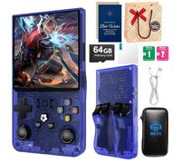 R36MAX 2025 Retro Handheld Game Console,4.0" 4K HD IPS Screen,Open Source Linux System,18000+ Preloaded Games,64GB Memory,4000mAh Battery Portable Gaming with Christmas Card & Gift Box (64Gb Blue)