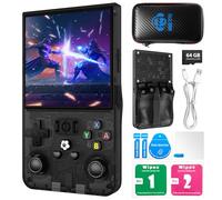R36MAX Retro Gaming Console, Built-in 64G TF Card, Open Source Linux System, Support 23＋Mainstream Emulator Games & 18000+ Classic Games, 4.0-in 4k HD IPS Screen Video Player, 4000mAh Battery(Black)
