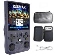 R36MAX Handheld Retro Game Console, 4.0 Inch IPS Screen with 64/128GB TF Card, Built-in 15000+ Games, 4000mAh, Open Source Linux System(R36MAX[Transparent Grey],64G)