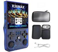 R36MAX Handheld Retro Game Console, 4.0 Inch IPS Screen with 64/128GB TF Card, Built-in 15000+ Games, 4000mAh, Open Source Linux System(R36MAX[Transparent Blue],128G)