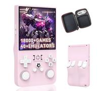 R36MAX Portable Handheld Emulator console 64G, Retro Video Gaming Console with Built-in 18000+ Retro Games 40+ Emulator, Open Source Linux System 4.0 Inch IPS HD Screen, 3D joystick (Pink)