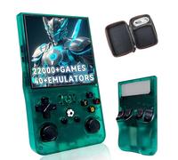 R36MAX Retro Game Console 128G, Handheld Gaming Video Emulator console with Built-in 22000+ Retro Games 40+ Emulators, Linux System 4.0 Inch IPS HD Screen, 3D Joystick(Green Translucent)