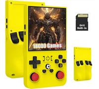 R36MAX Retro Handheld Game Console, 18000+ Classic Games, 4.0 inch IPS Screen, Multiple Emulators, Gaming System with Carrying Case (Yellow)