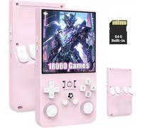 R36MAX Retro Handheld Game Console, 18000+ Classic Games, 4.0 inch IPS Screen, Multiple Emulators, Gaming System with Carrying Case (Pink)