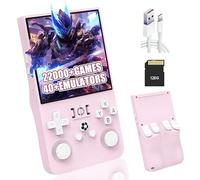 R36MAX Retro Handheld Game Console,Built-in 22000+/18000+ Games,40+ Emulator,8 Hours 4000mAh Battery,4 - Inch IPS Screen Portable Mini emulator handheld,Open Source Linux System (Pink-128G)
