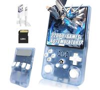 R36MAX Retro Handheld Game Console,Built-in 22000+ Games,40+ Emulator,8 Hours 4000mAh Battery,4-Inch IPS Screen Portable Mini emulator handheld,Open Source Linux System (Transparent Blue-128G)