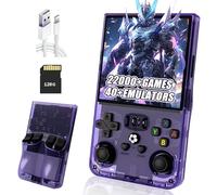 R36MAX Retro Handheld Game Console,Built-in 22000+ Games,40+ Emulator,8 Hours 4000mAh Battery,4-Inch IPS Screen Portable Mini emulator handheld,Open Source Linux System (Transparent Purple-128G)