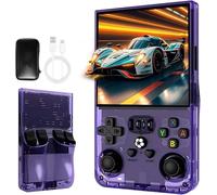 R36MAX Retro Handheld Game Console, Retro Gaming Console with 128G Built-in 22000+ Classic Games, Open Source Linux System 4 Inch IPS Screen Portable Games Consoles for Teens and Adults (Purple)