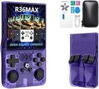R36Max Retro Handheld Game Console, Video Game Console with 64G Built-in 18000+ Games, 4000mAh Rechargeable, Support 30+ Simulators, Linux System, 4.0 Inch IPS Screen Portable Pocket (Tran Purple)